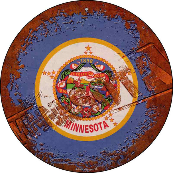 Minnesota Rusty Stamped Novelty Metal Circular Sign C-1188