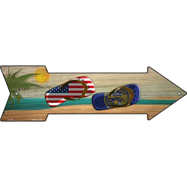 US and Nebraska Flag Flip Flop Novelty Metal Arrow Sign