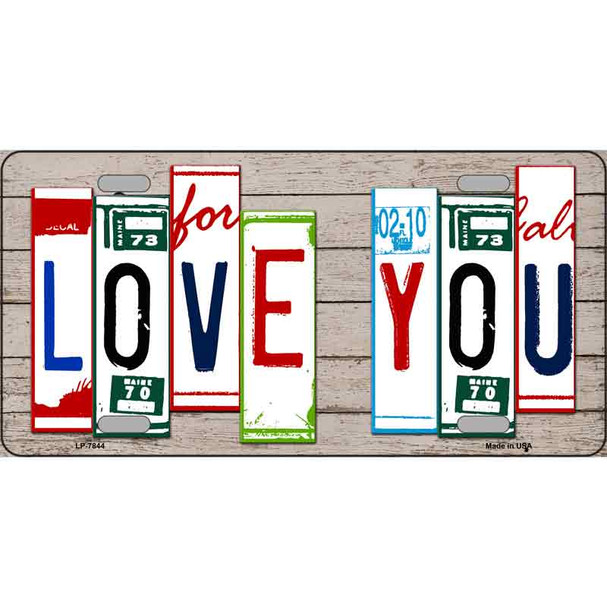 Love You License Plate Art Wood Metal Novelty License Plate