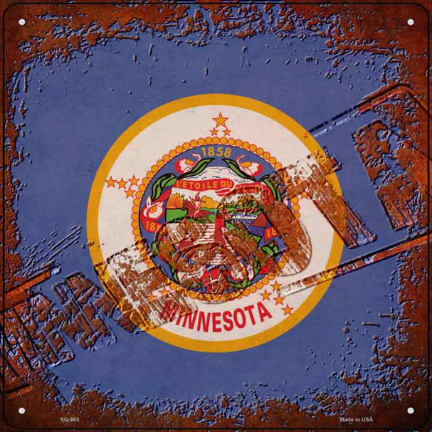 Minnesota Rusty Stamped Novelty Metal Square Sign