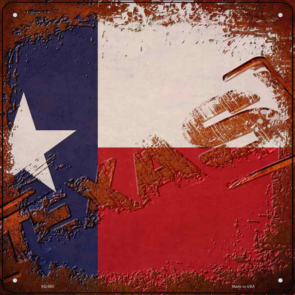 Texas Rusty Stamped Novelty Metal Square Sign