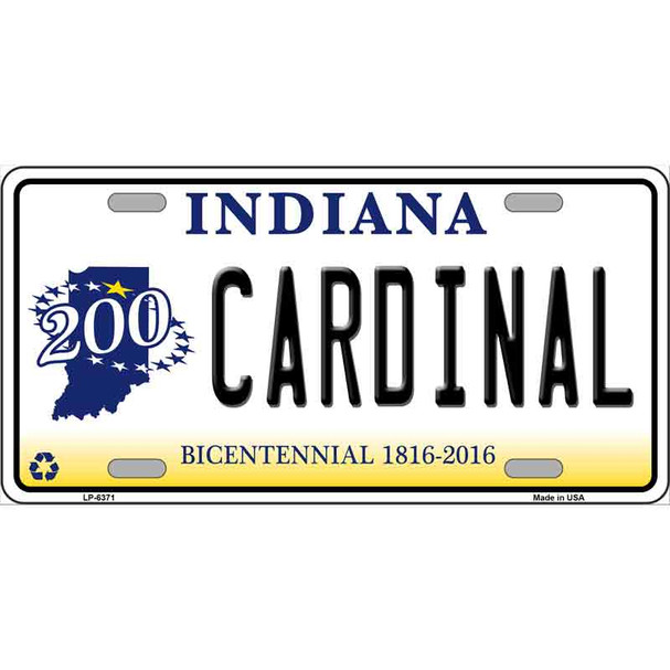 Cardinal Indiana Novelty Metal License Plate