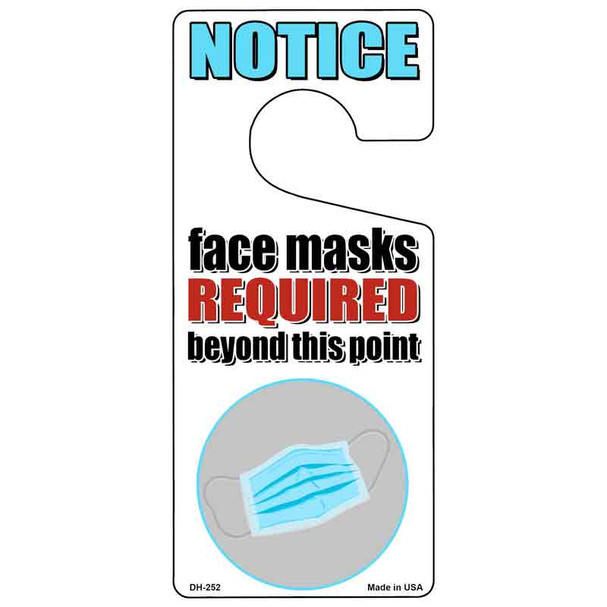 Face Masks Required White  Novelty Metal Door Hanger DH-252