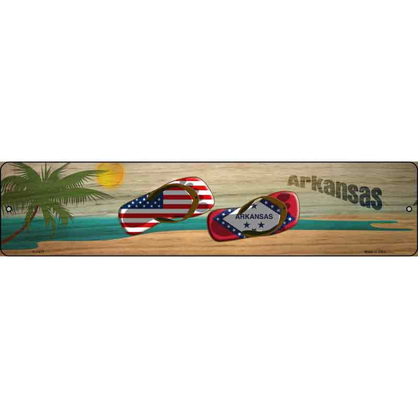 Arkansas Flag and US Flag Novelty Metal Street Sign