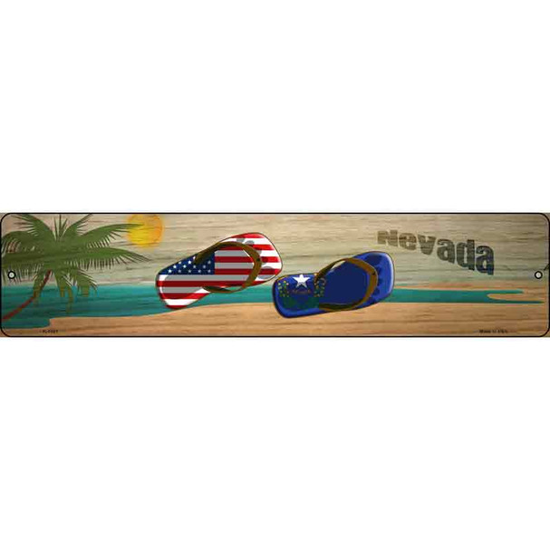 Nevada Flag and US Flag Novelty Metal Street Sign