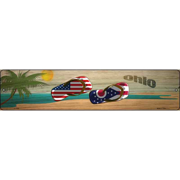 Ohio Flag and US Flag Novelty Metal Street Sign