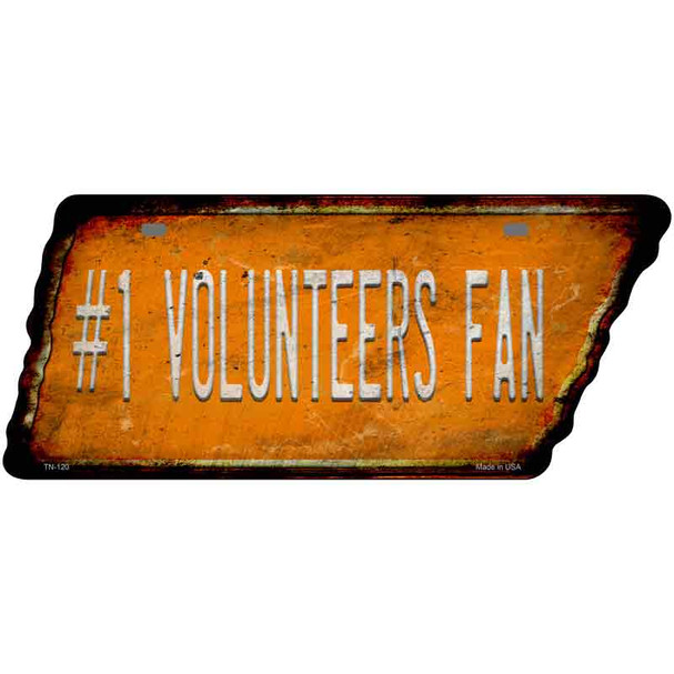 Number 1 Volunteers Fan Novelty Rusty Effect Metal Tennessee License Plate Tag TN-120
