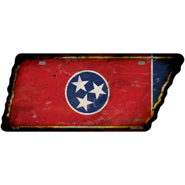 Tennessee Flag Novelty Rusty Effect Metal Tennessee License Plate Tag TN-176