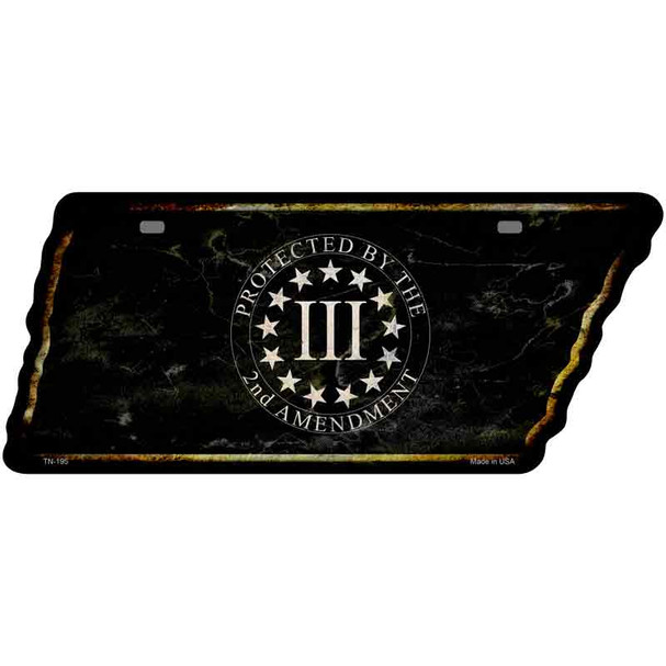 2nd Amendment Three Percenter Novelty Rusty Effect Metal Tennessee License Plate Tag TN-195