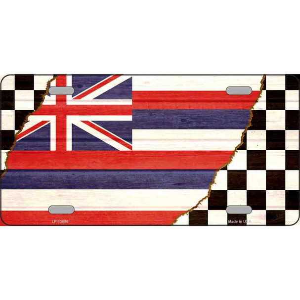 Hawaii Racing Flag Novelty Metal License Plate Tag