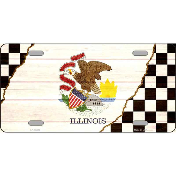 Illinois Racing Flag Novelty Metal License Plate Tag