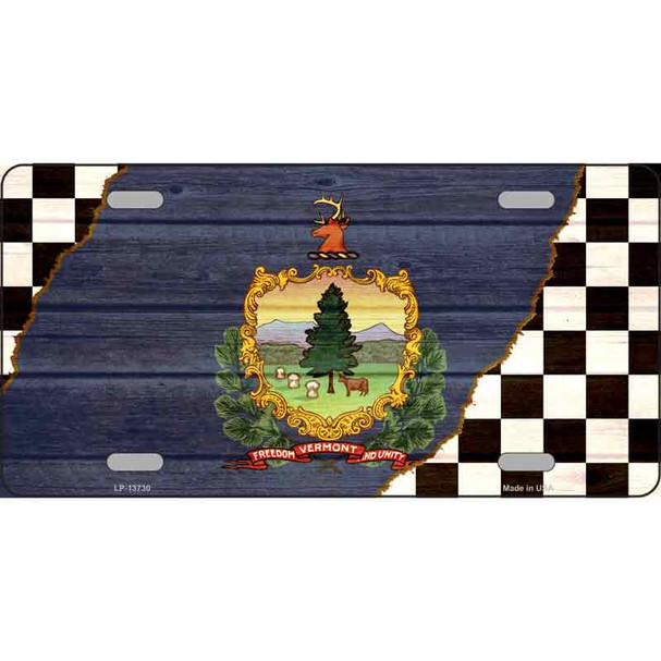 Vermont Racing Flag Novelty Metal License Plate Tag