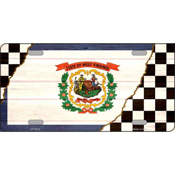 West Virginia Racing Flag Novelty Metal License Plate Tag