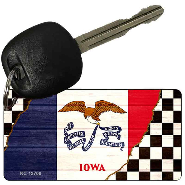 Iowa Racing Flag Novelty Metal Key Chain KC-13700