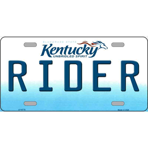 Rider Kentucky Novelty Metal License Plate