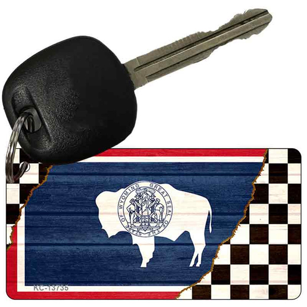 Wyoming Racing Flag Novelty Metal Key Chain KC-13735
