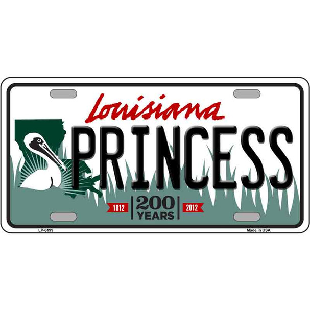 Princess Louisiana Novelty Metal License Plate