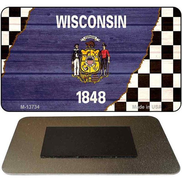 Wisconsin Racing Flag Novelty Metal Magnet M-13734