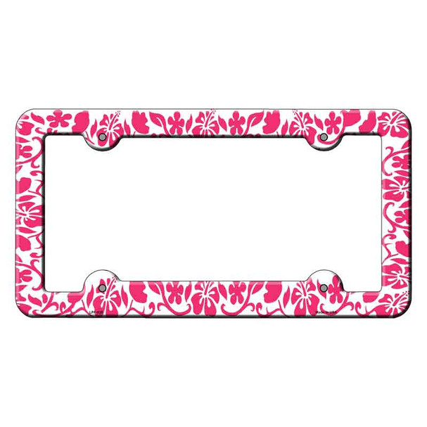 Hibiscus Pink Flower Novelty Metal License Plate Frame LPF-025