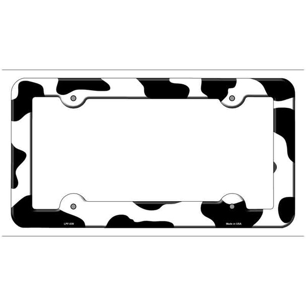 Cow Print Novelty Metal License Plate Frame LPF-039