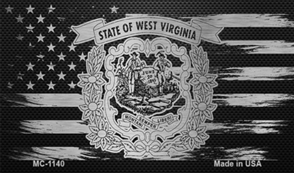 West Virginia Carbon Fiber Brushed Aluminum Novelty Metal Magnet MC-1140