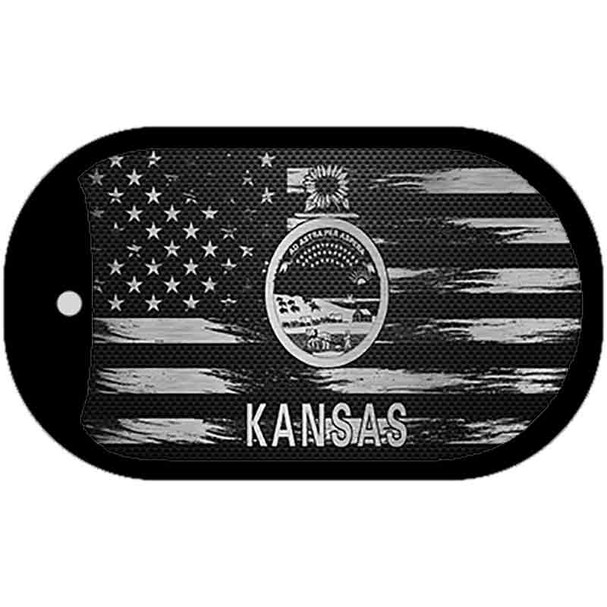 Kansas Carbon Fiber Brushed Aluminum Novelty Metal Dog Tag Necklace DTC-1108