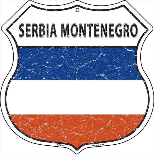 Serbia Montenegro Flag Highway Shield Metal Sign