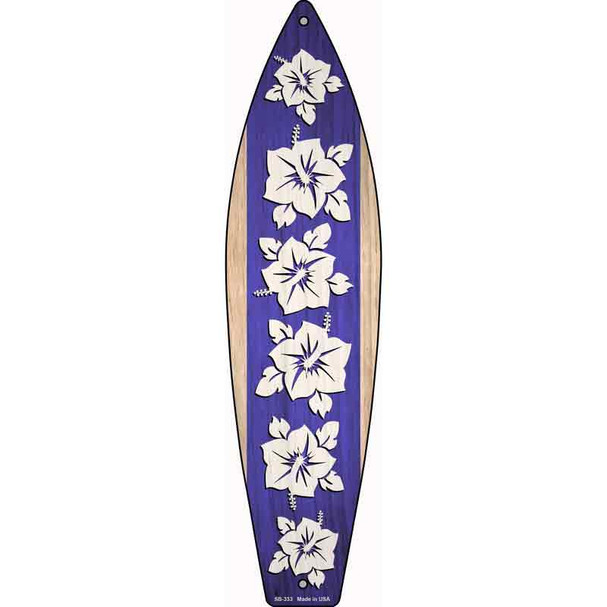 Purple And White Flowers Novelty Metal Surfboard Sign