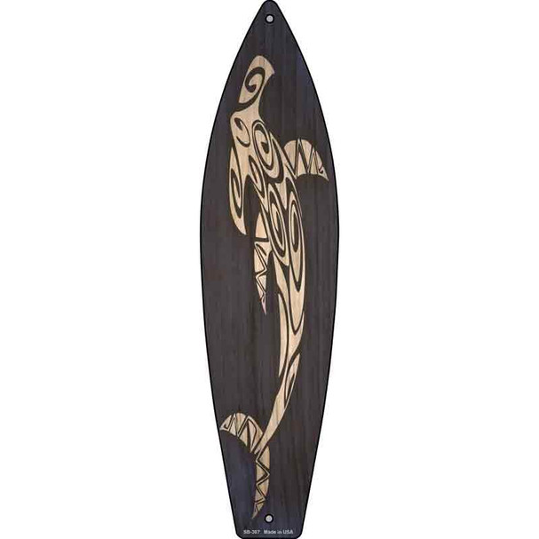 Tribal Hammerhead Shark Novelty Metal Surfboard Sign