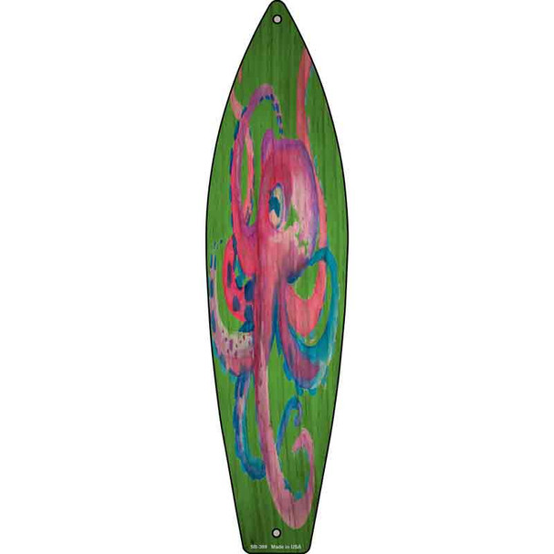 Colorful Octopus Novelty Metal Surfboard Sign
