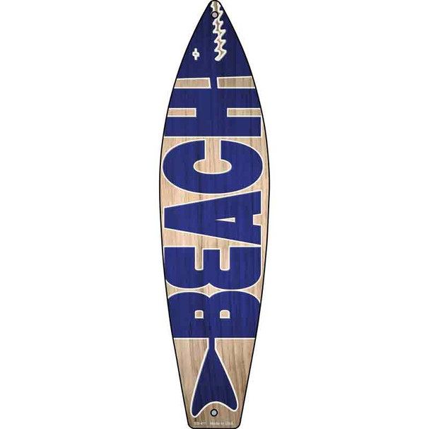 Blue Beach Novelty Metal Surfboard Sign