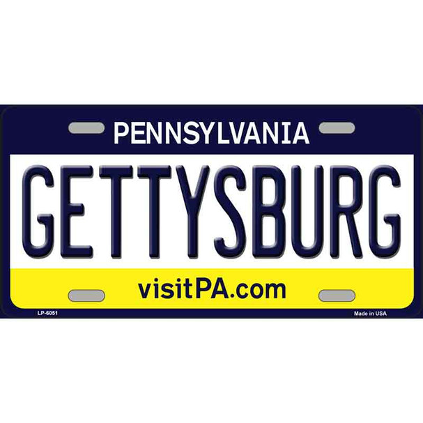 Gettysburg Pennsylvania State Novelty Metal License Plate