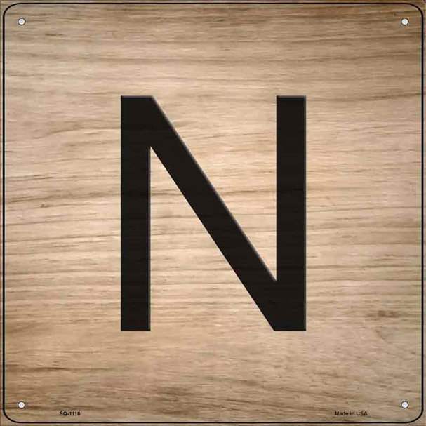 N Letter Tile Novelty Metal Square Sign