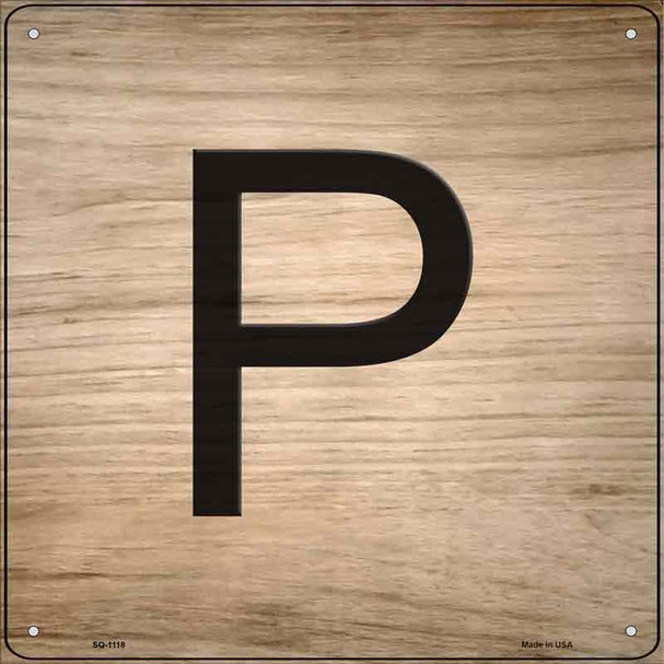 P Letter Tile Novelty Metal Square Sign