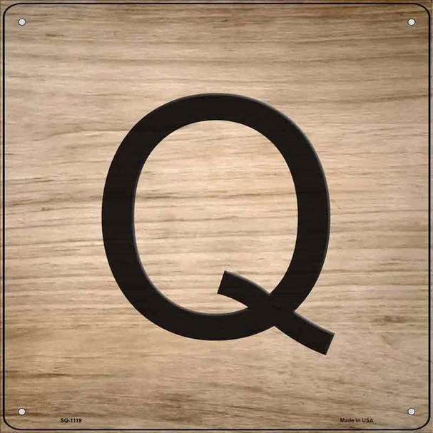 Q Letter Tile Novelty Metal Square Sign