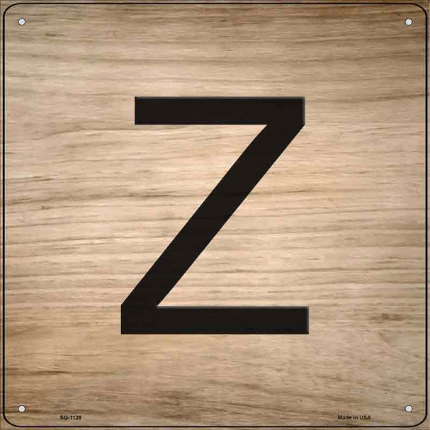 Z Letter Tile Novelty Metal Square Sign