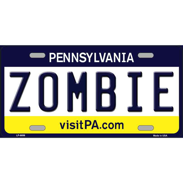 Zombie Pennsylvania State Novelty Metal License Plate