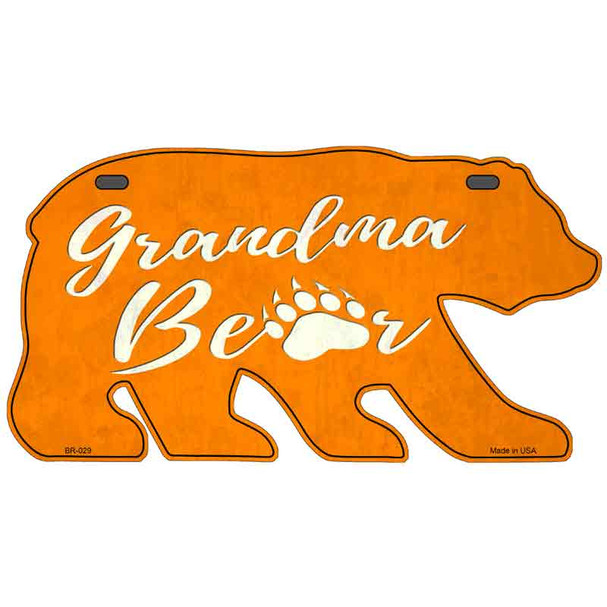 Grandma Paw Orange Novelty Metal Bear Tag BR-029