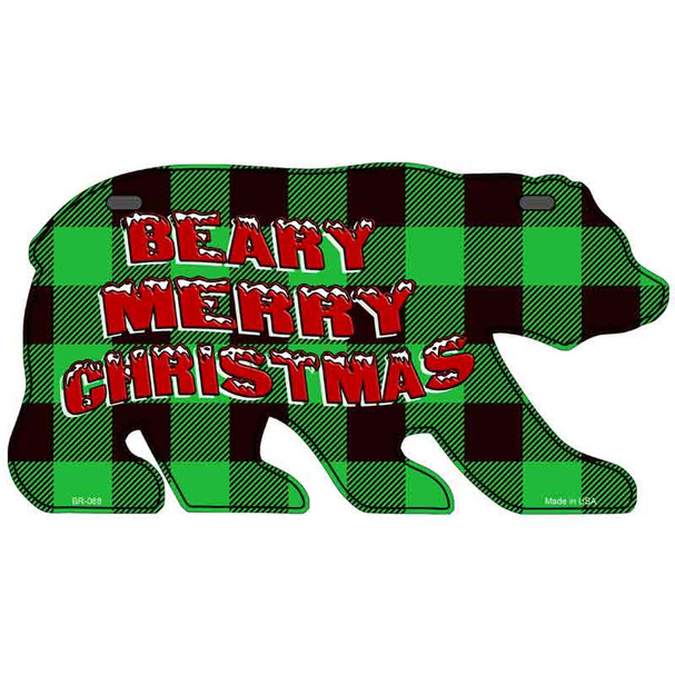 Beary Merry Christmas Green Novelty Metal Bear Tag BR-068