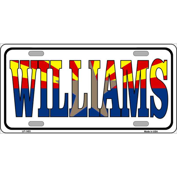 Williams Arizona Flag White Metal Novelty License Plate