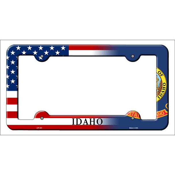 Idaho|American Flag Novelty Metal License Plate Frame LPF-451
