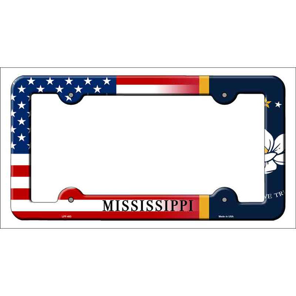 Mississippi|American Flag Novelty Metal License Plate Frame LPF-463