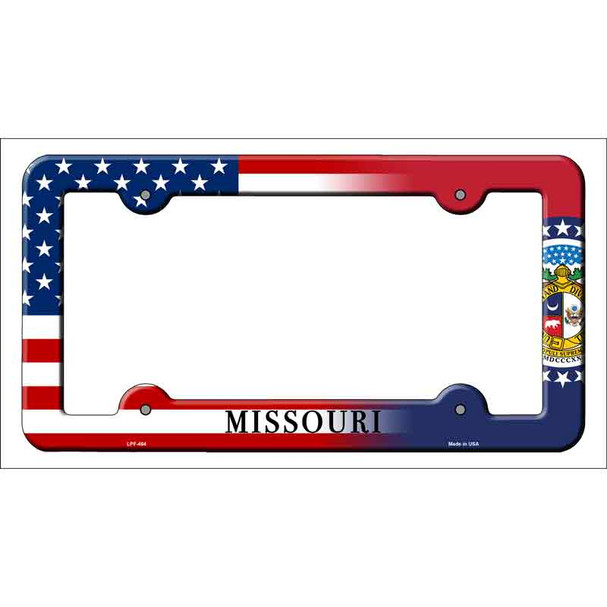 Missouri|American Flag Novelty Metal License Plate Frame LPF-464