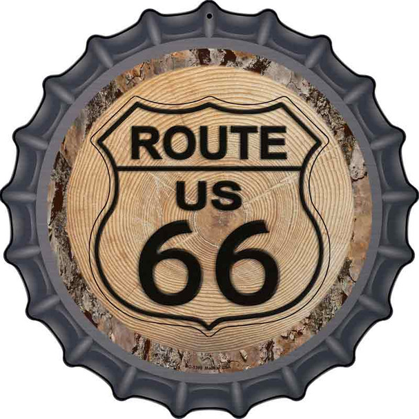 US Route 66 Wood Novelty Metal Bottle Cap Sign