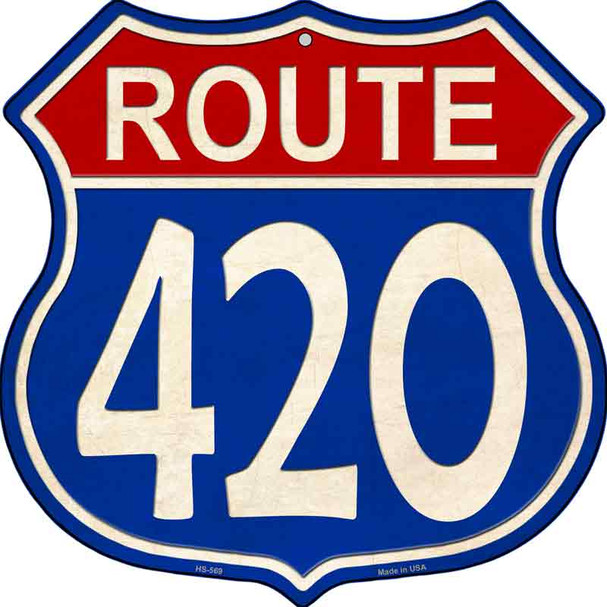 Route 420 Blue and Red Novelty Metal Highway Shield Sign