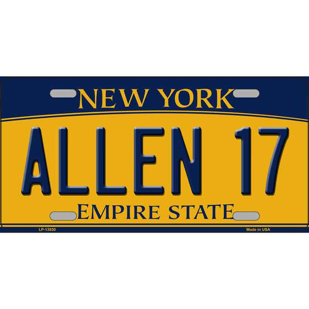 Allen 17 New York Novelty Metal License Plate Tag