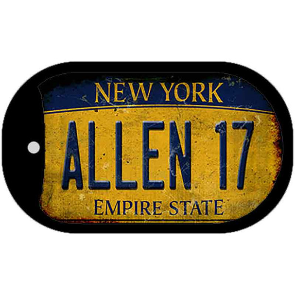 Allen 17 New York Yellow Novelty Metal Dog Tag Necklace