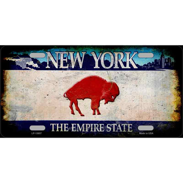 Red Buffalo NY Blue Rusty Novelty Metal License Plate Tag