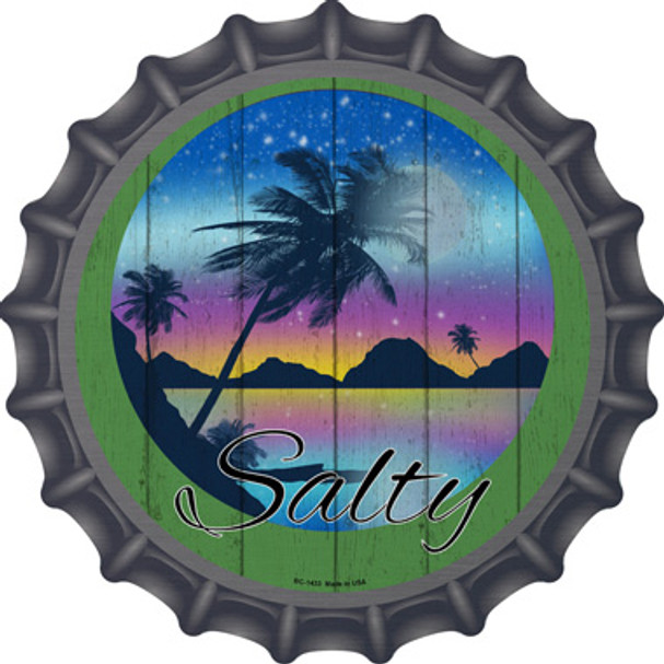 Salty Beach Scene Novelty Metal Bottle Cap Sign