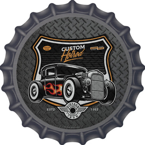 Custom Flame Hotrod Novelty Metal Bottle Cap Sign